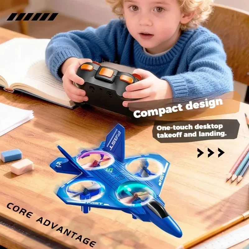 

RC Glider 2.4G Remote Control Stunt Airplane One Key Take Off/Landing RC Stunt Plane 360 ° Rolling Quadcopter With Lights Toys