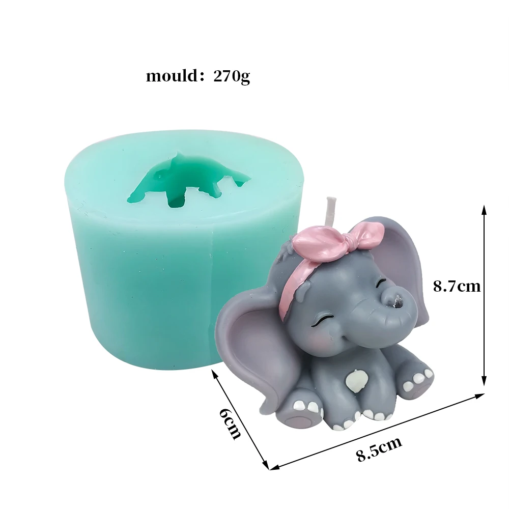 Lovely Baby Elephant Silicone Mold DIY Cute Cartoon Toy Creative Animal Soap Candle Mould Crafts Candy Resin Mould