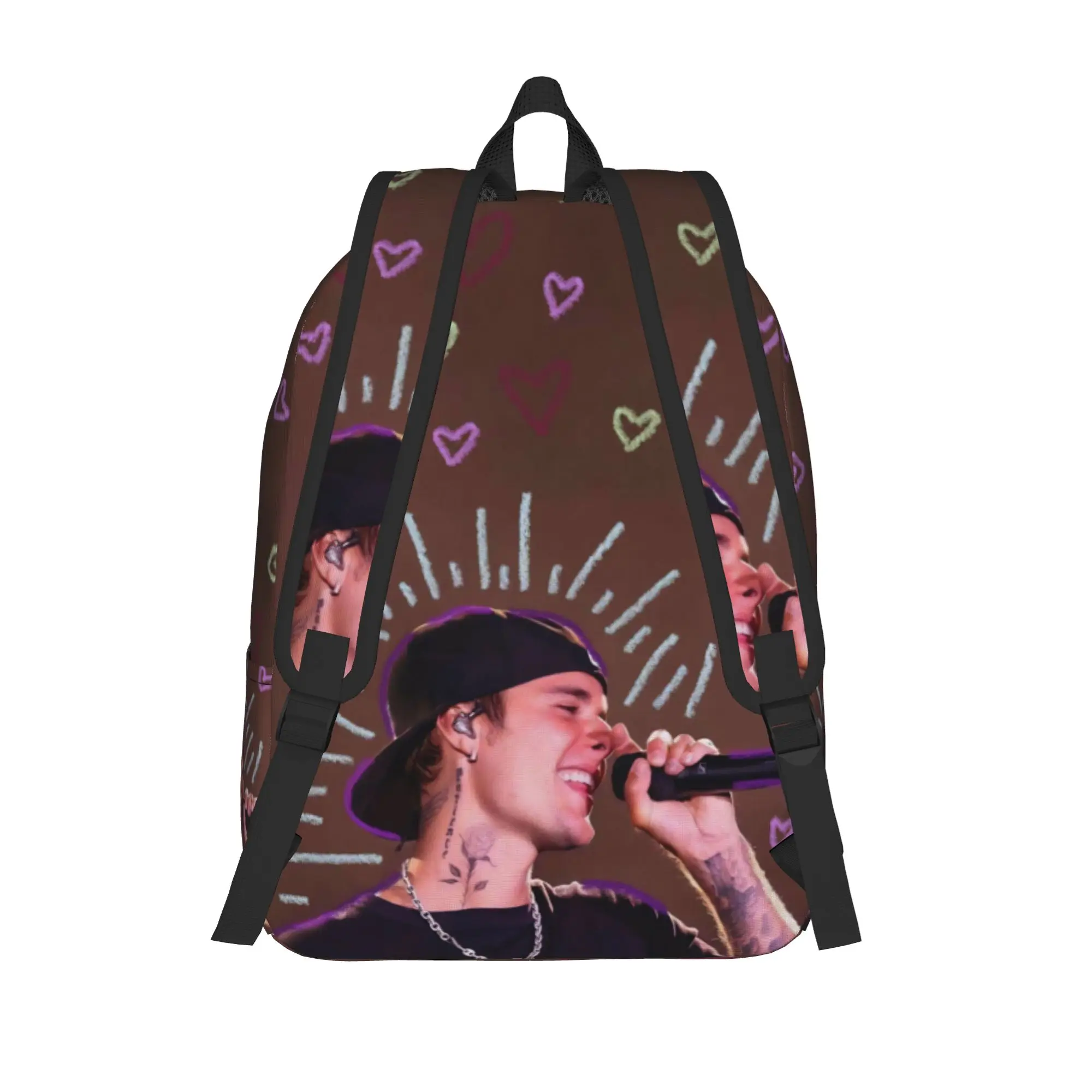 Justins Pop Singer Biebering Backpack Men Women Casual Student Hiking Travel Daypack Dance Cool College Canvas Bags with Pocket