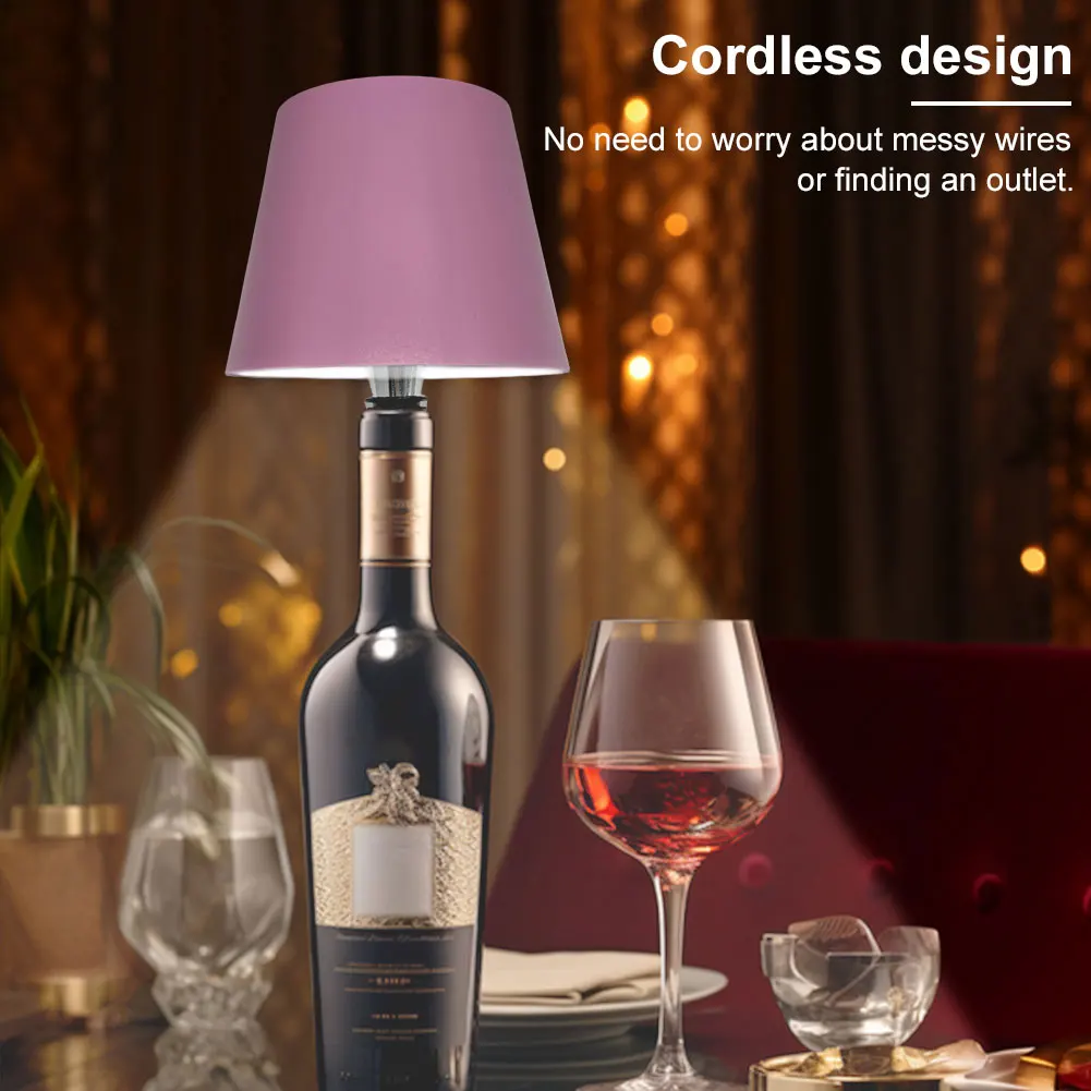 Wireless Bottle Table Lamp Touch Control of 3 Colors and Stepless Dimming Night Lamp Suitable for Bar Wine Bottles Desk Lights