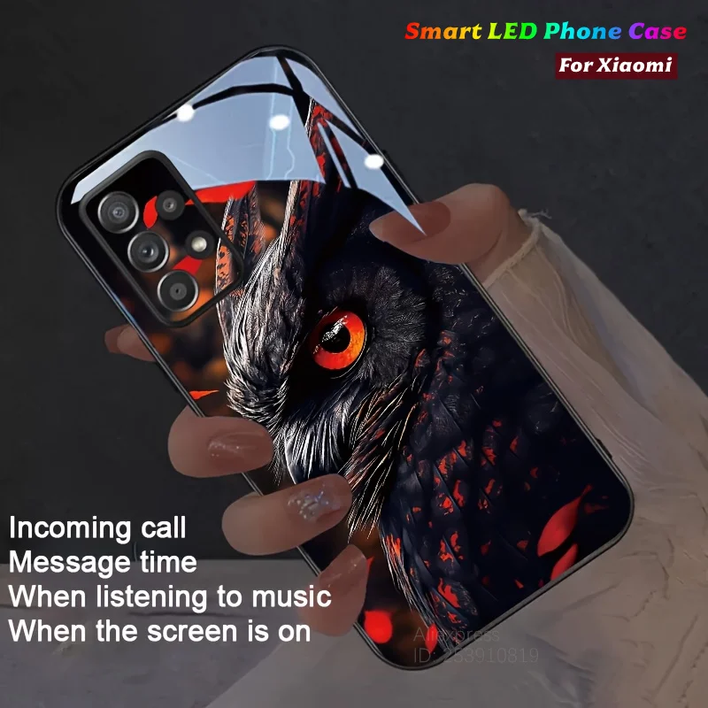 

For Xiaomi Poco X7 Pro 5G Case LED Illuminated Animal Phone Case For Pocophone Poko Little X7Pro X 6 X5 Pro F6 F7 F5 Back Cover