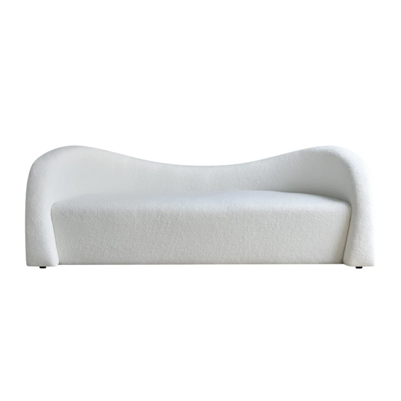 Modern Minimalist Living Room Lamb Wool Curved Sofa Office White Luxury Indoor Furniture Sofa