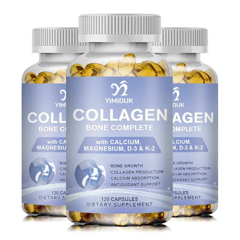 Collagen Bone Complete Capsules Formula with Plant Calcium & Magnesium for Bone Growth Collagen Production Calcium