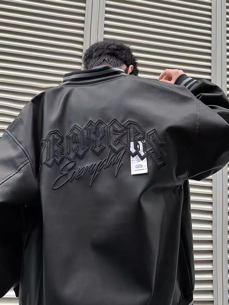 الرجعية الأمريكية بو الجلود Jaet الرجال يندبروف المطرزة البيسبول Sle زوجين ملابس خارجية طويلة Sve زر إغلاق