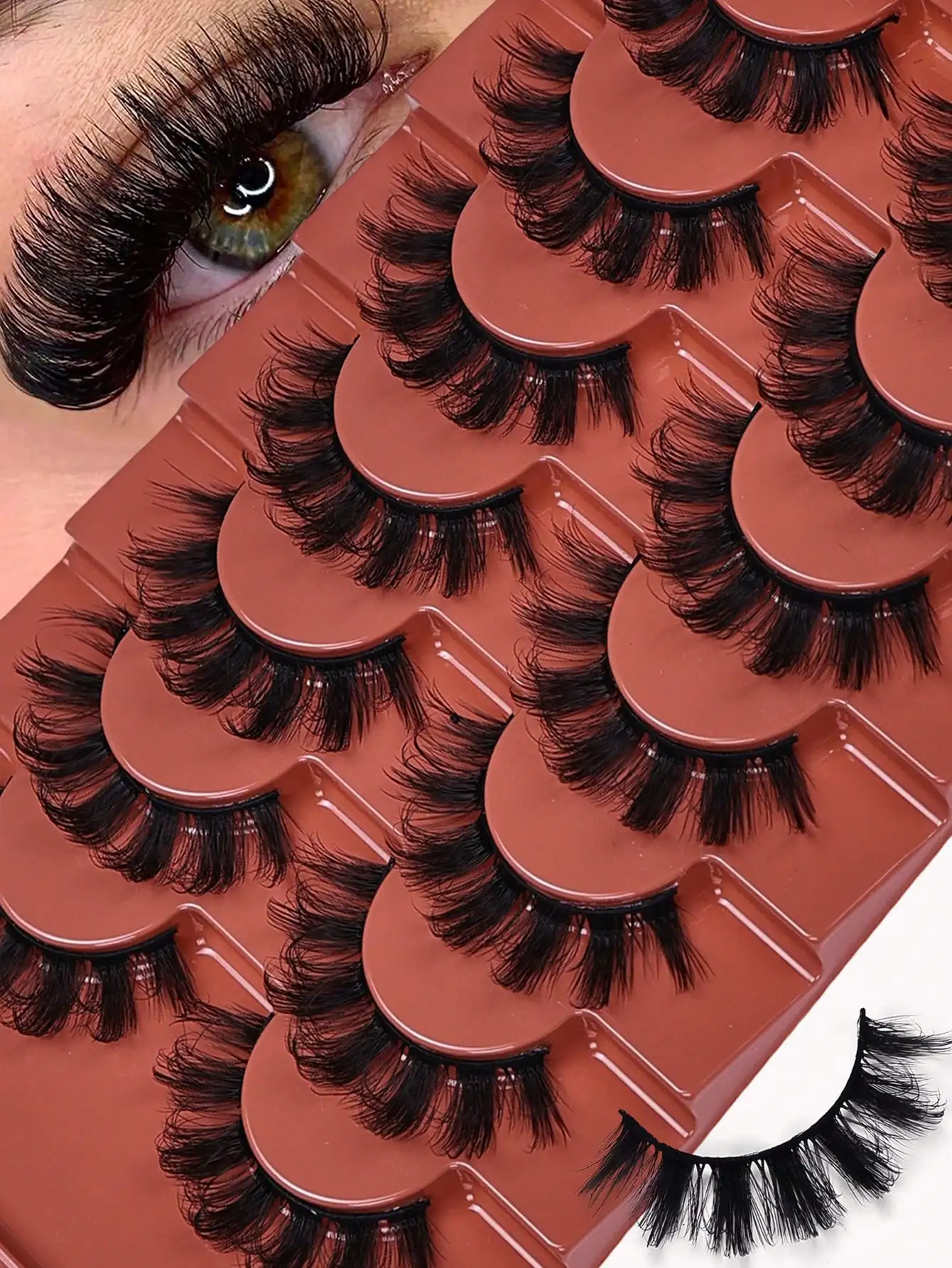 7 Pairs 3D Fluffy False Eyelashes Natural Thick Curly Look Voluminous Eye Makeup