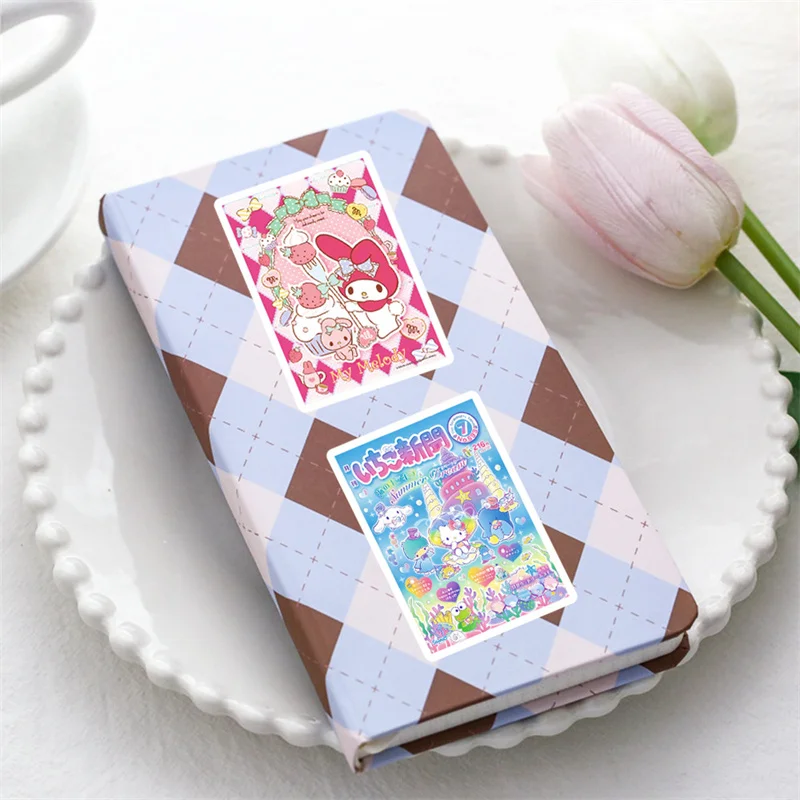 50/64Pcs Cartoon Hello Kitty Cinnamoroll Kuromi Stickers Kawaii Poster Decals Laptop Phone Suitcase Scrapbooking Sticker Toys view 4