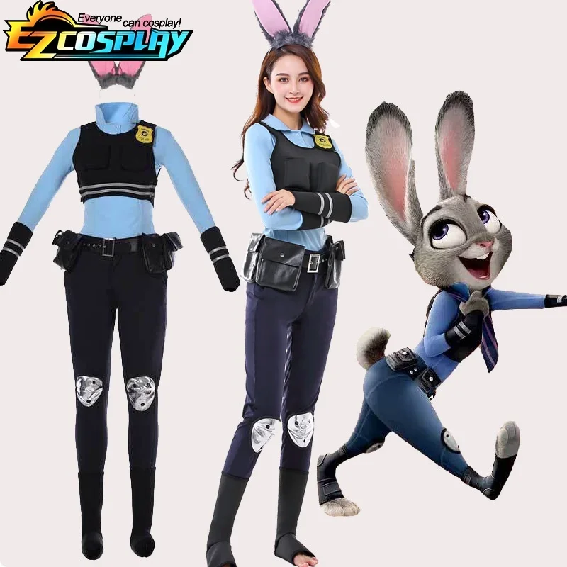 

Rabbit Cop Judy Cosplay Costume Movie Cartoon Judy Hopps Bunny Uniform With Bag Cosplay Costume for Halloween