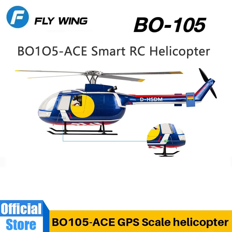 Flying wing BO-105 remote-controlled helicopter blue ACE fly control with LED light 470-class airplane model returns with one