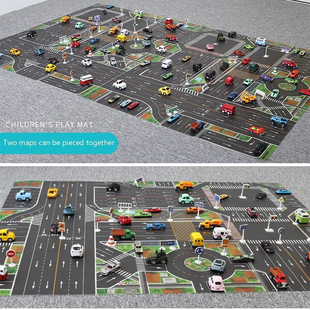 Car Climbing Mats Road Mat Children Gift DIY Traffic Road Signs Climbing Mats Toys City Parking Lot Roadmap Road Carpet Playmat