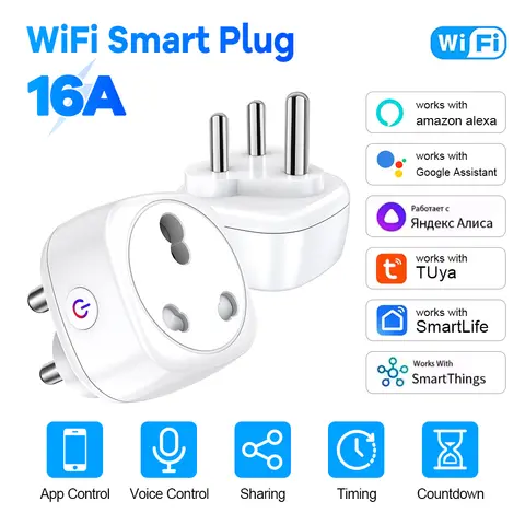 BSD52 South Africa Plug 16A/20A Wifi Smart Socket Power Monitor Overload Protection Timer Group Voice for Alexa Google Home
