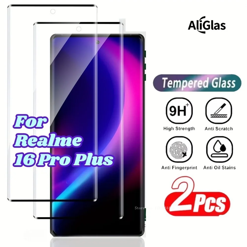 

2 шт. глянцевых стеклянных пленок для Realme 16 Pro Plus, защитная пленка из закаленного стекла высокой четкости, защитная пленка для переднего экрана телефона
