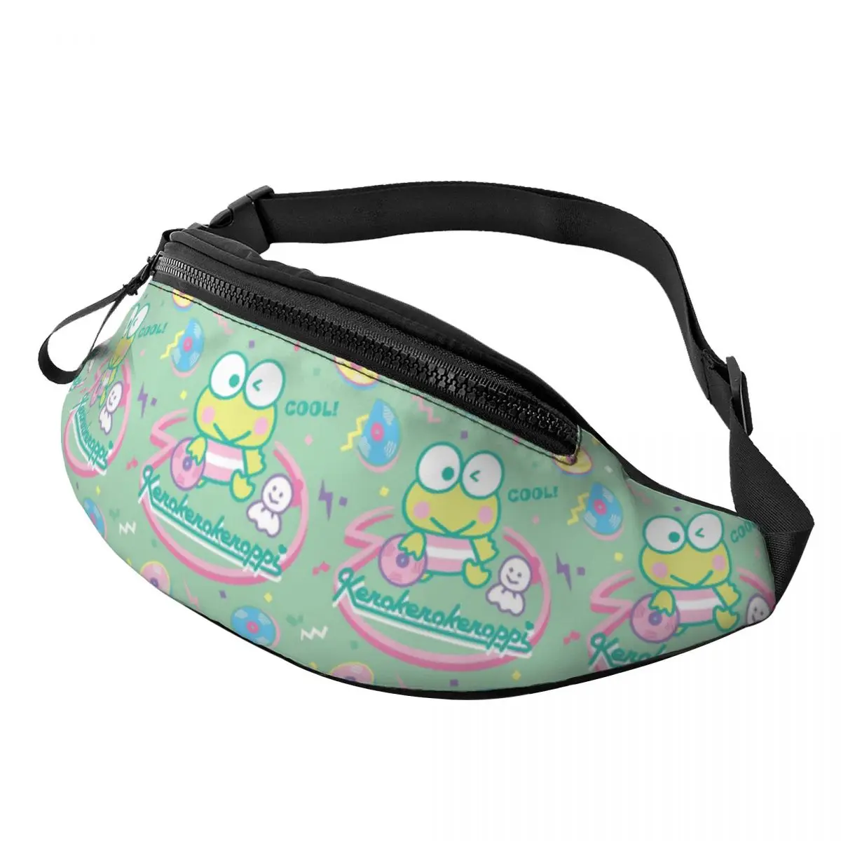 

Custom Cute Kerokero Keroppi Cartoon Fanny Pack for Men Women Cool Crossbody Waist Bag Travel Hiking Phone Money Pouch