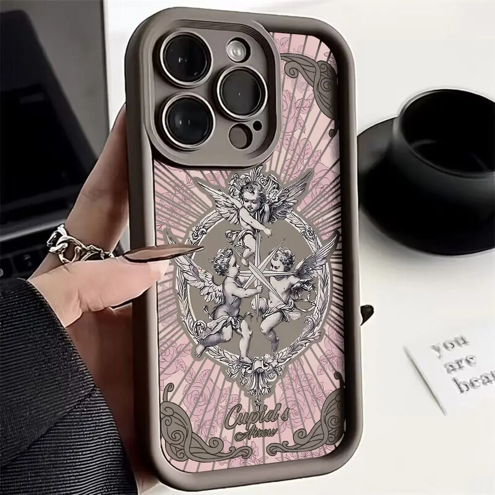 Original Retro Cupid Angel Luxury Phone Case For Xiaomi Redmi K30 K40 K50 A1 A3 Note 8 9 10 11 12 12S 13 Pro Plus 4G 5G Cover