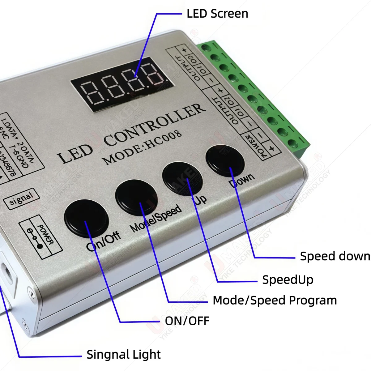 HC008 4Keys DC 5V 12V 24V programmable RGB led pixel controller 133 effect modes dimmer for WS2812 WS2811 2801 LED Strip Light