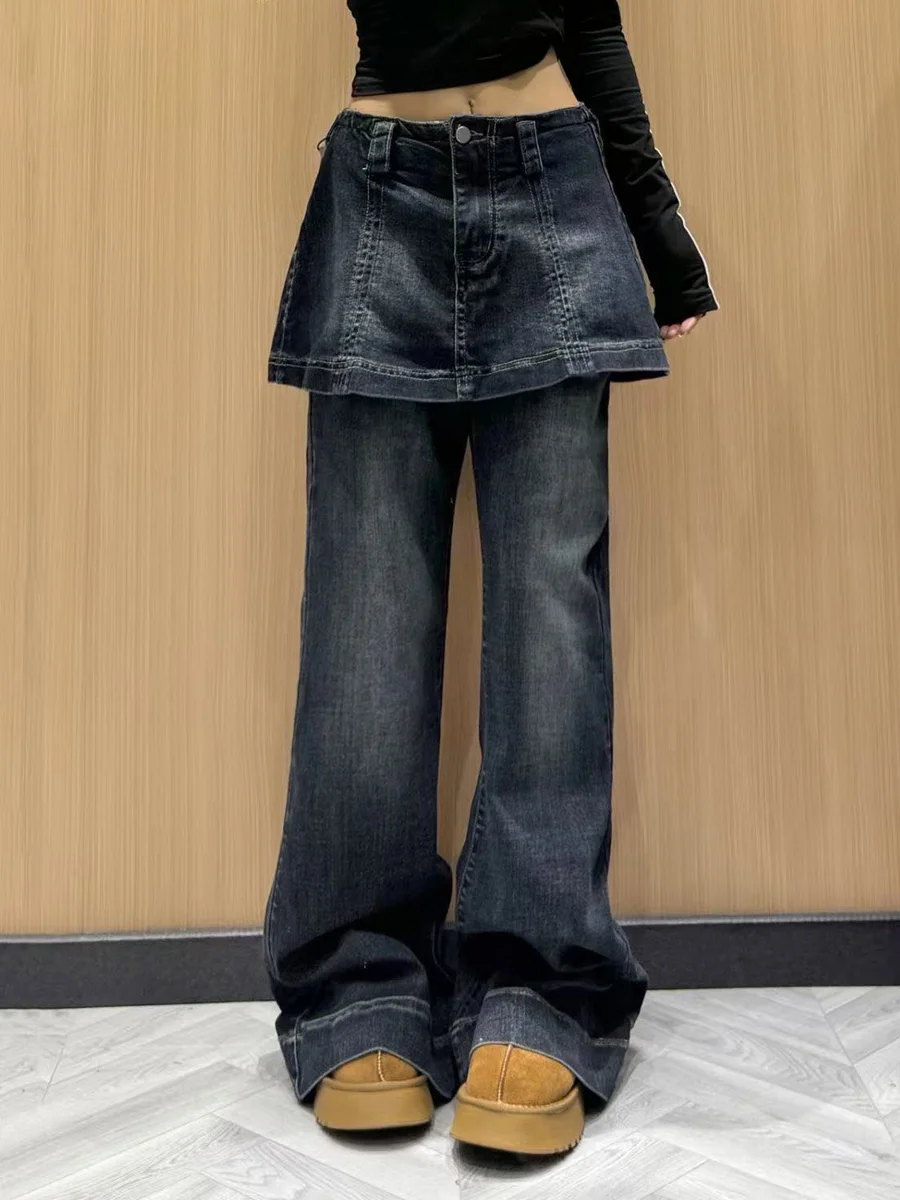 American Design Schlankheits-Mikro-ausgestellte bodenlange Jeans Damen-Jeans mit hoher Taille und geradem Bein für den Herbst