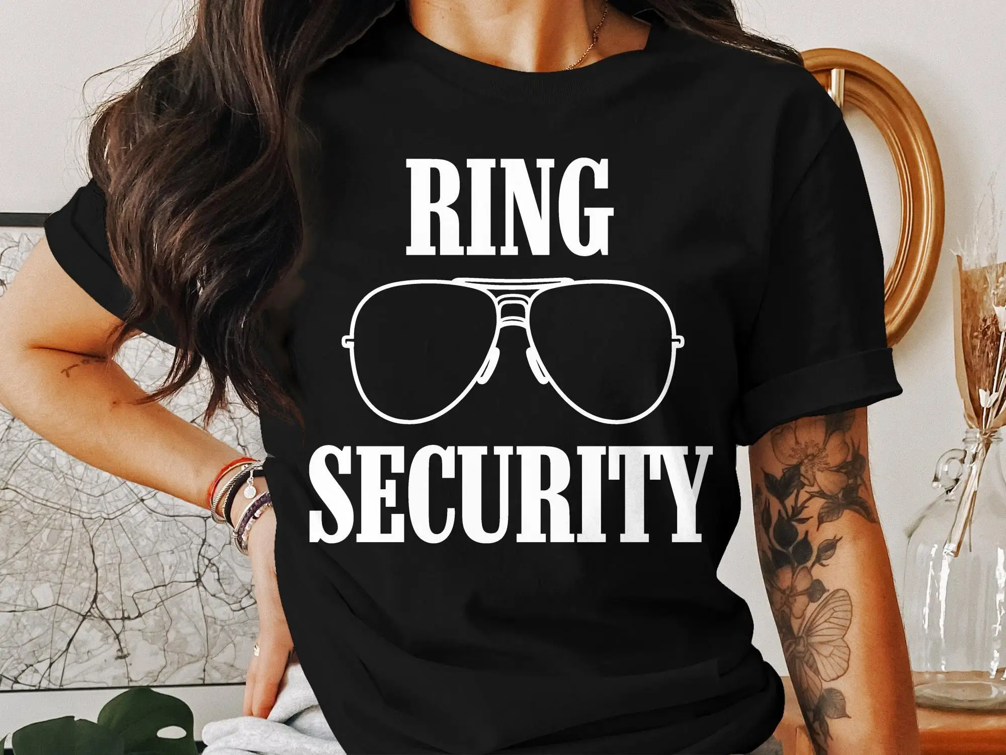 Ring Security Wedding Party Bearer Kids T Shirt Ceremony Engagement Bride Groom Present