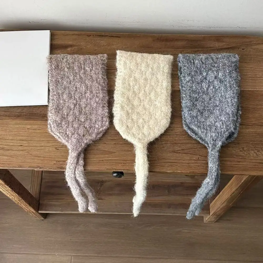 Versatile Ins Style Earmuff Solid Color Knitted Ear Tips Pineapple Pattern Warm Bomber Hats Autumn Winter