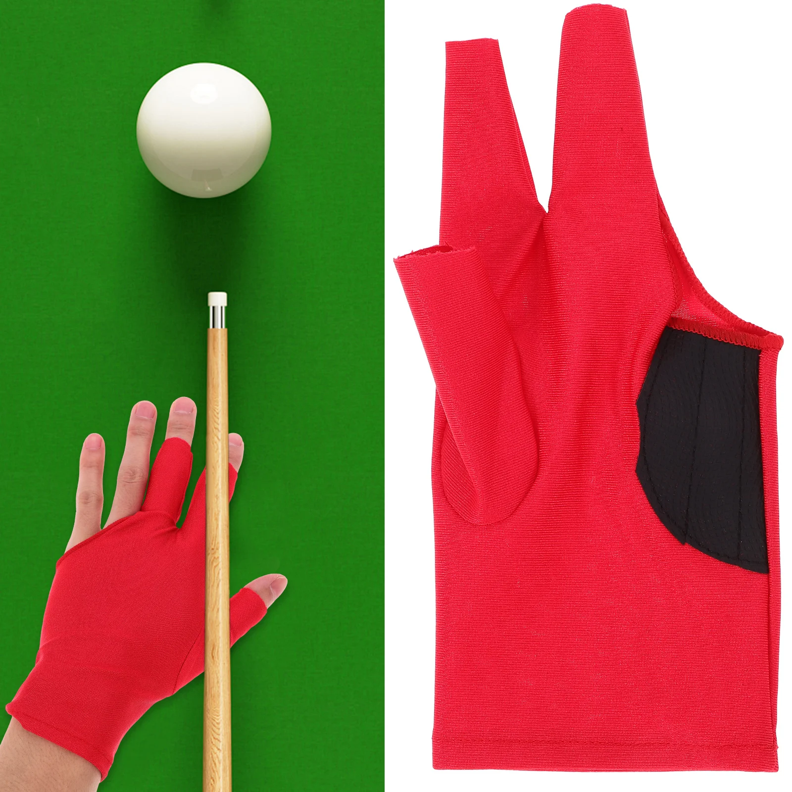 

Elastic Breathable Snooker Gloves Professional Billiard Accessories Non-Slip Three-Finger Design Polyamide Material Long-Lasting