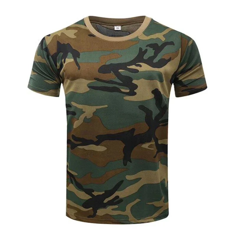 Camiseta de camuflaje 3D para hombre, ropa informal a la moda para actividades al aire libre, cuello redondo, manga corta, camisetas deportivas para exteriores de gran tamaño para verano y calle