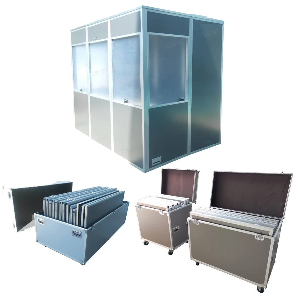 Soundproof Whisper Cube Simultaneous 1 2 3 Person Interpreter Table Top Interpretation Booth for Audio Translation Conference