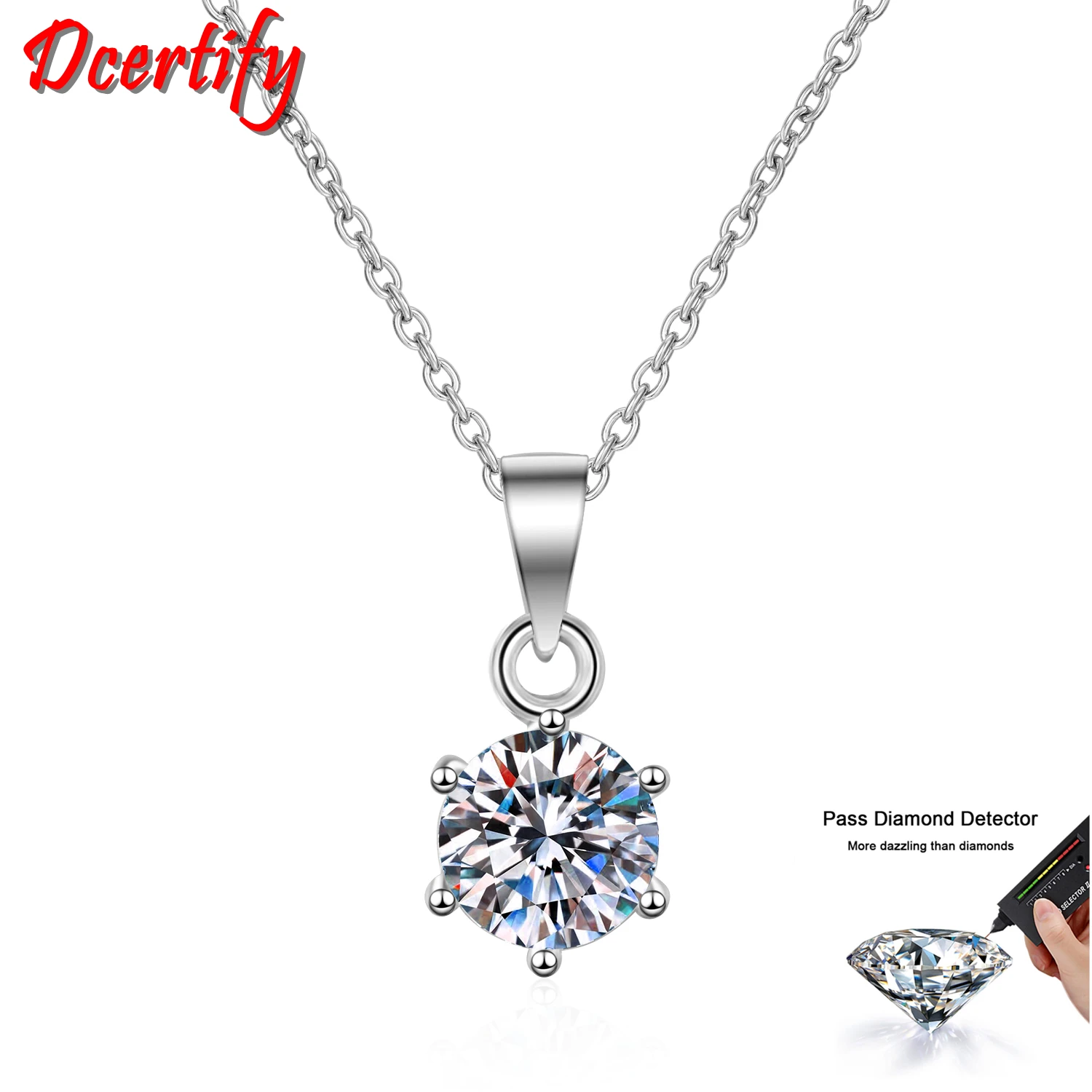 Certified 0.5-3CT Moissanite Stone Pendant Necklaces For Women Trendy Sterling  White Gold 10K Wedding Jewelry With Box