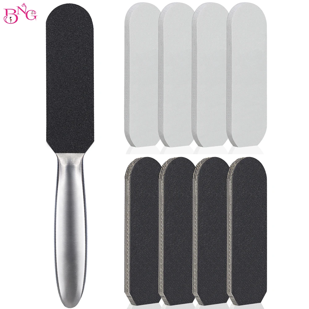 BNG 1/20pcs #80 180 Care Refill Nail Files Buffer Replacement Foot Sandpaper For Stainless Metal Handle Remover Grinding Tool