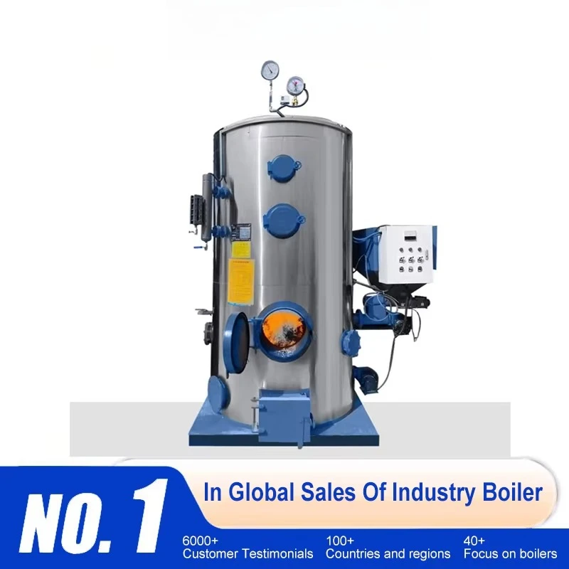 Industrial Vertical Water Tube Pellet Burner 150 Psi Low Pressure New 0.5T-1T Boiler Steam Generator
