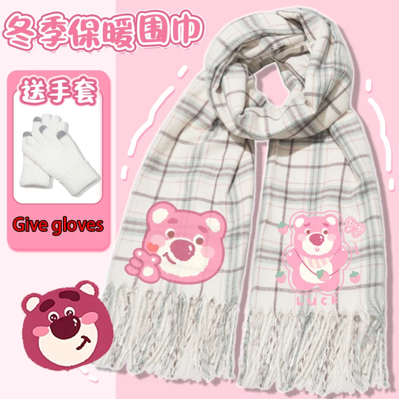 

Disney Strawberry Bear x Angora Scarf Winter 2025 New Arrivals for Men and Women Students Korean Version Luxurious Shaw