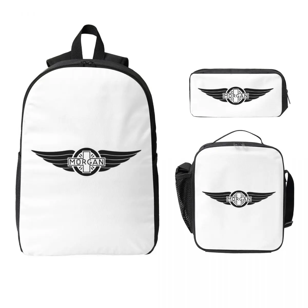 

Morgan Motor Car Company Backpack Boys Girls BookBag School Bag Computer Shoulder Bags 3ps Insulated Lunch Bag Pencil Case