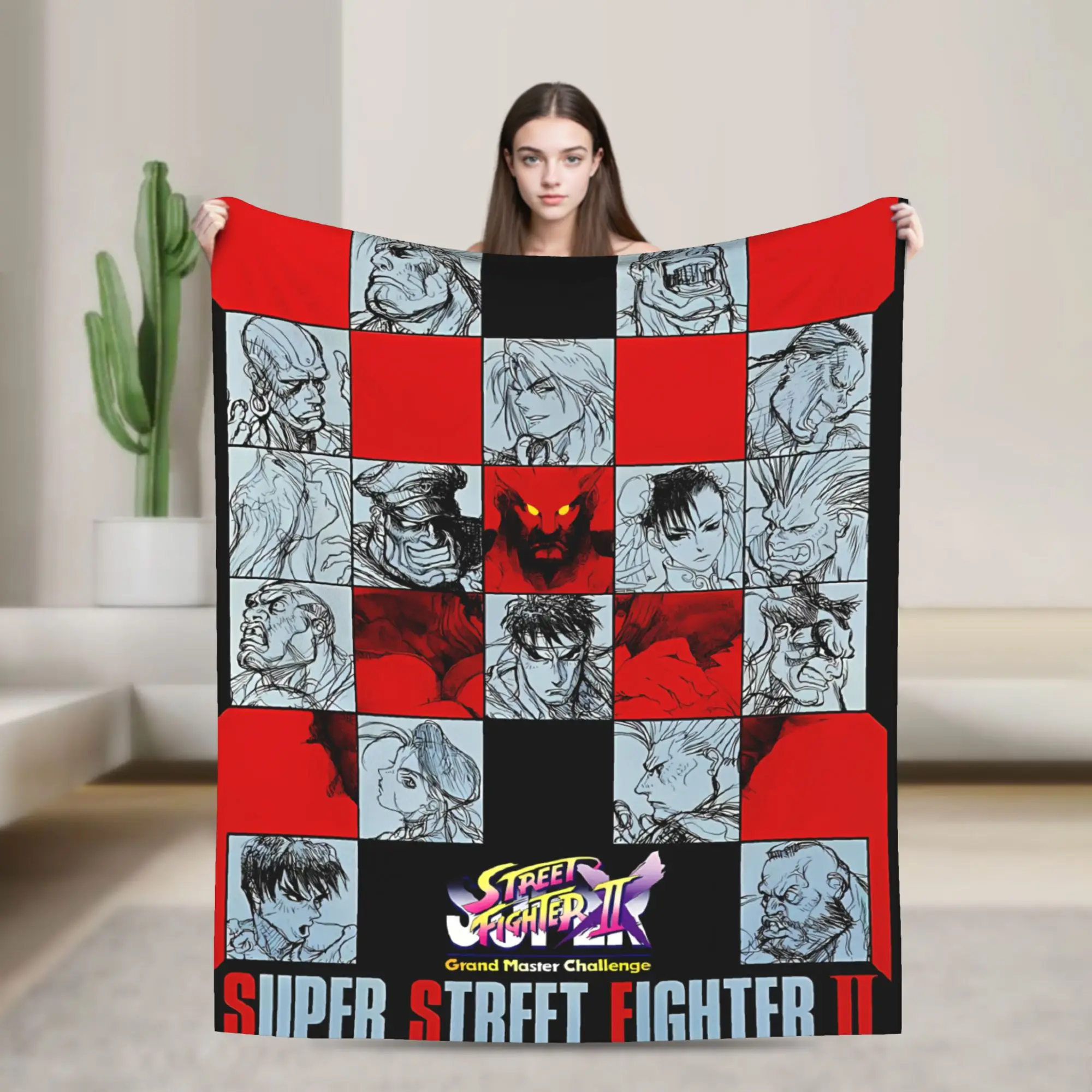 Retro Street Fighter 6 Blanket Characters Game Super Soft Street Trend Plush Throw Blanket For Outdoor Bedspread Bed Cover