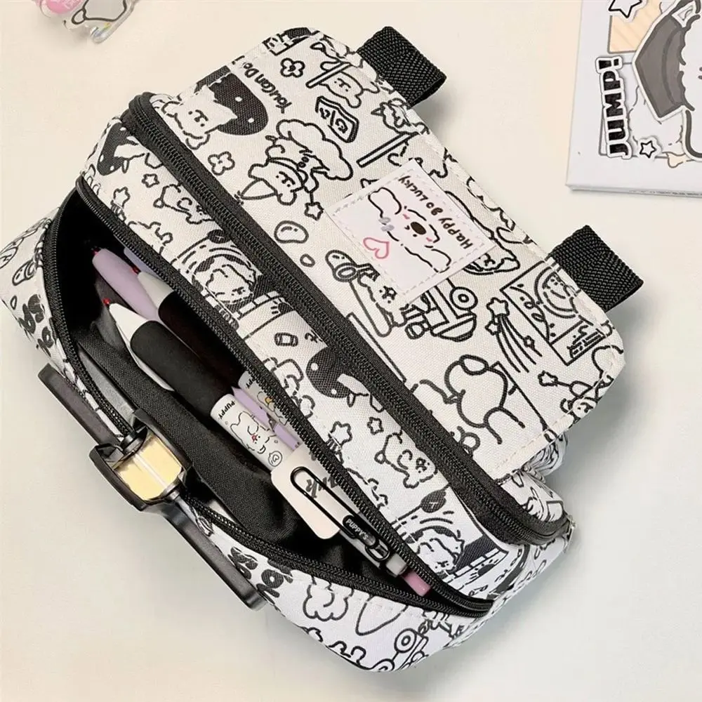 Printed Stationery Storage Bag Durable Portable Large-capacity Stationery Organizer Multi-function Pencil Case