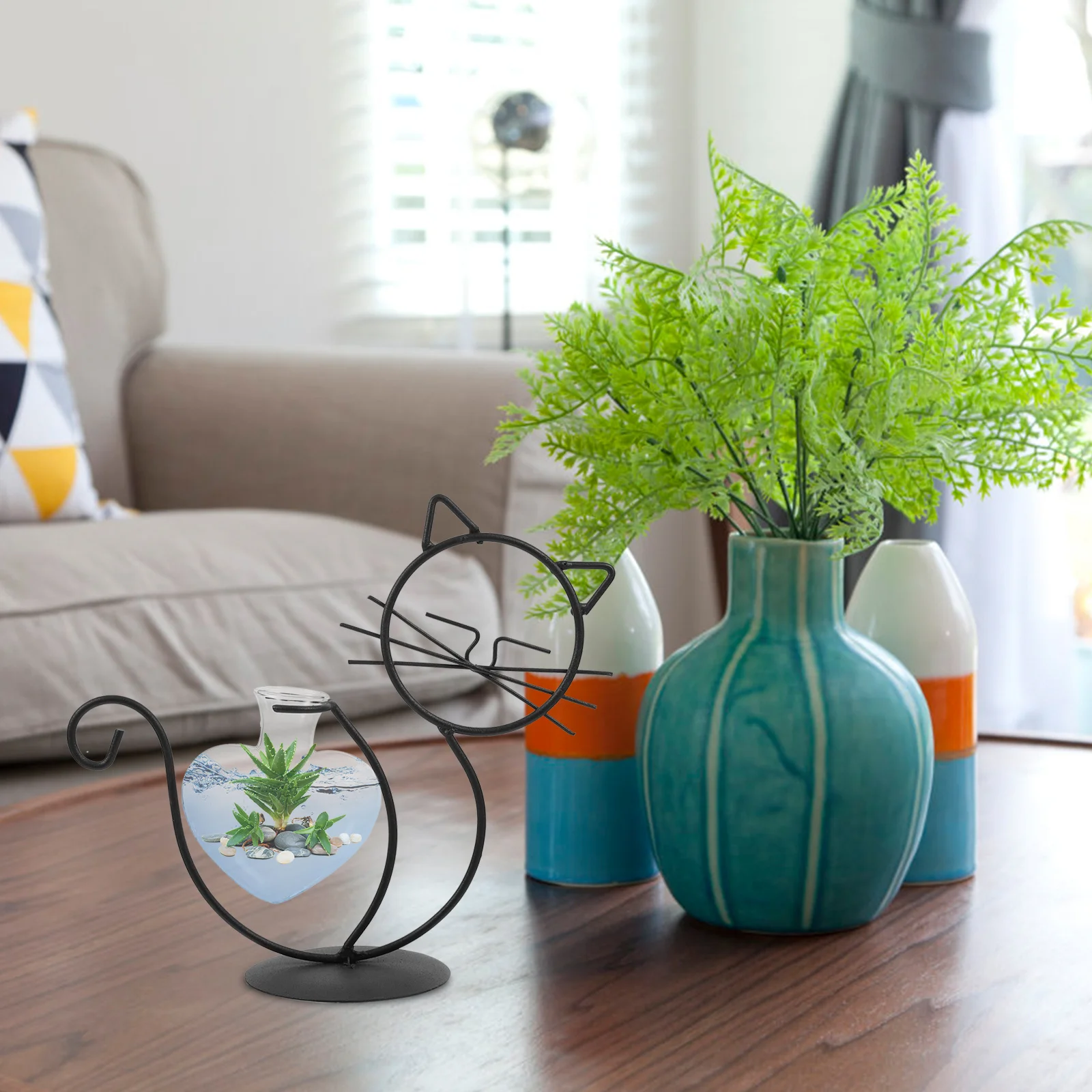 

Iron Vase Transparent Clear Simple Curve Desktop Hydroponic Plant Holder Flowerpot Ornament Iron Art Frame Vases