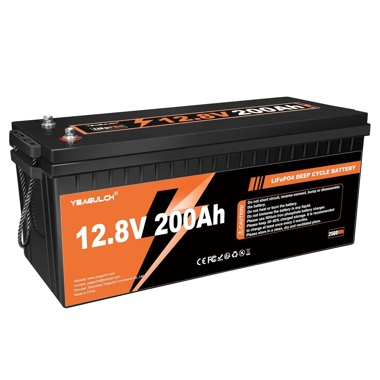 12V 200Ah LiFePO4 Lithium Battery Built-in 200A BMS 15000+ Deep Cycle, Customized