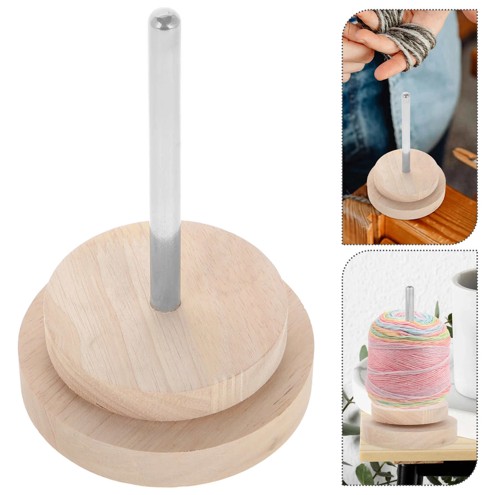 Wool Spool Holder Yarn Spindle Dispenser Ball Winder Crochet Tools Bracket Storage Dispensers Wooden Rotating Hooks