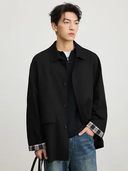 Men's Luxury Mid-Length Trench Coat 2 Luxury Mid Length Trench Coat for Men 2025 Seasonal Update Button Up Casual Coat with Reinforced Shoulder Design 2