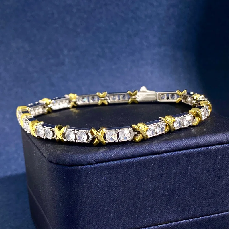 

Fashion bracelet necklace Personalized Zircon Inlaid Claw Chain Design Splicing Alphabet Couple's Light Luxury Handpiece
