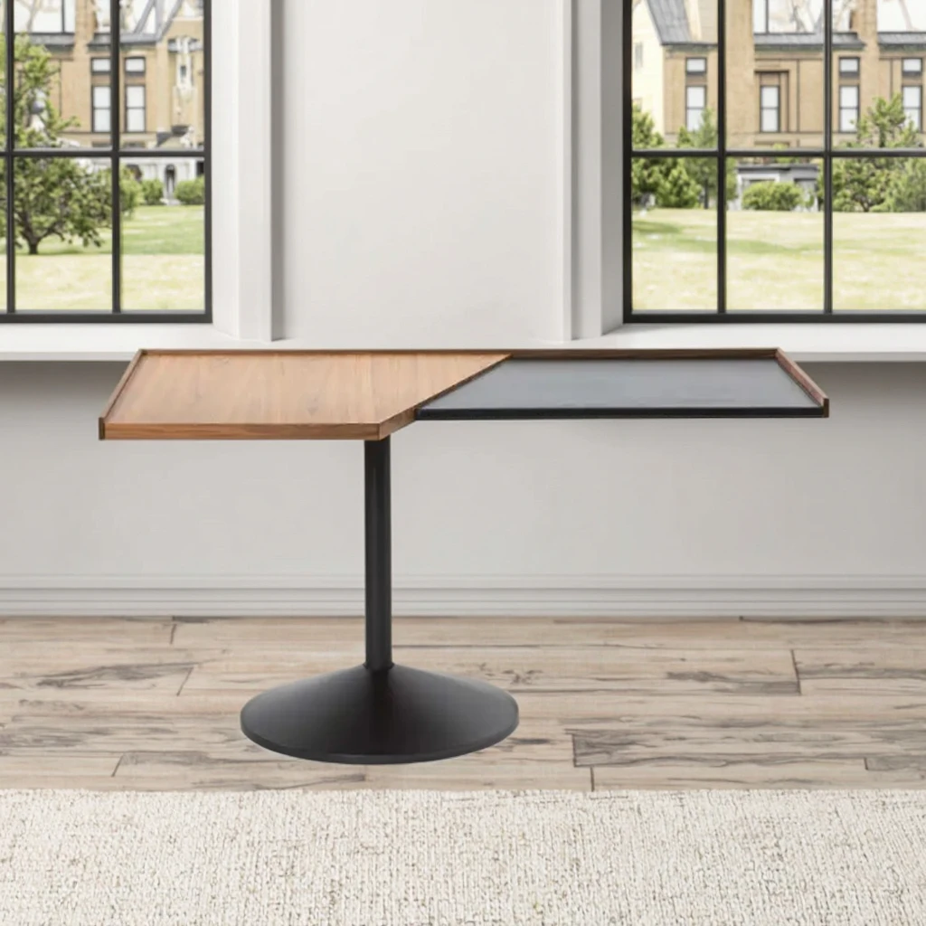 #Nordic Modern Light Luxury Wood Color Glass Top Tea Table Coffee Table for Bedroom Simple Corner Table for Living Room