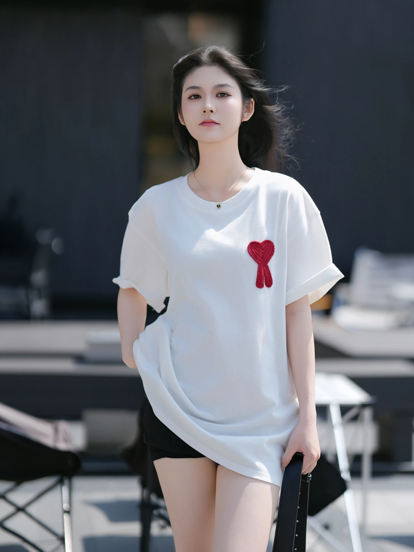 

Белая хлопковая женская футболка ort Sve, свободная, удобная, повседневная, средней длины, летний модный топ, корейский, круглый, Ne