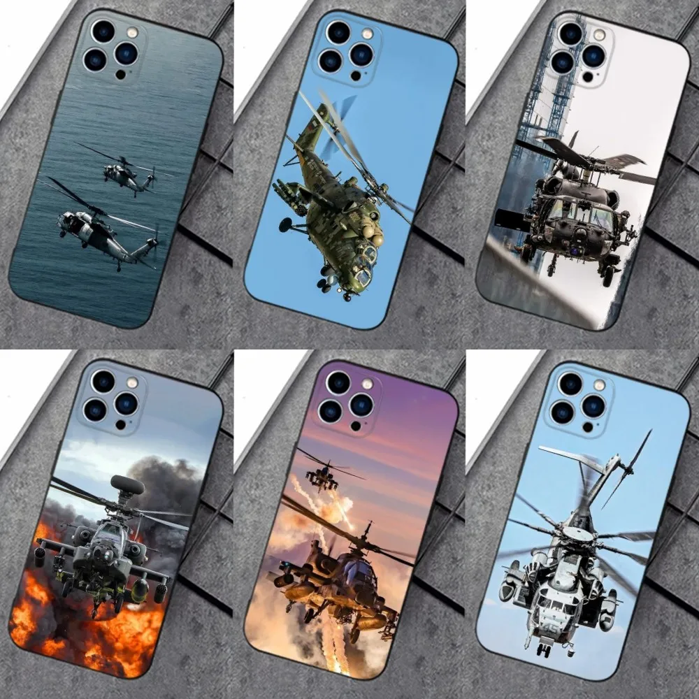 Aircraft Helicopter  Phone Case For iPhone 16,15,14,13,12,11 Plus,Pro Max,XS,X,XR,SE,Mini,8,7plus,Soft Silicone,Black Cover