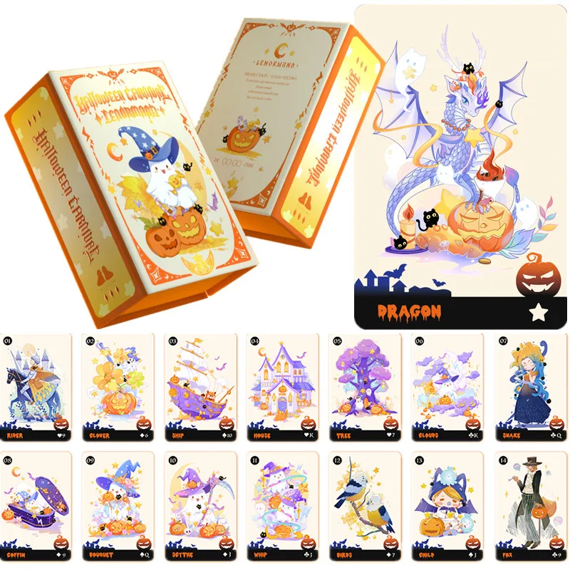 Halloween Carnival Lenorma Cards France Cartoon Collection Anime Games Peripherals Version Game Cards Hobby Gifts Toys