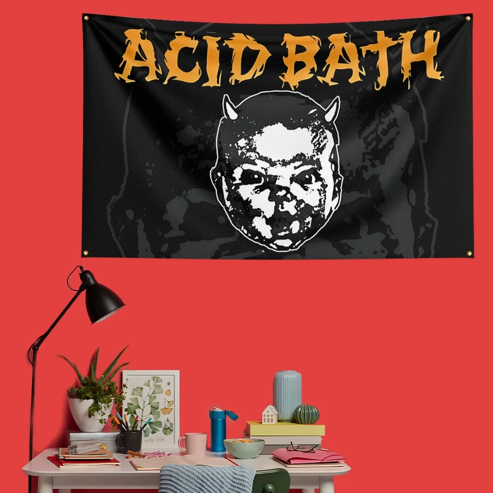 Acid Bath Death Metal Flag 3x5 FT 90x150cm Polyester Decorative Banner Tapestry For Music Fans Bedroom Wall Decoration