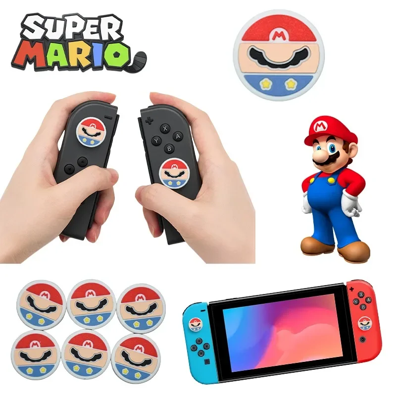 Super Mario Cartoon Switch Thumb Grip Caps, Oled Lite Joy Con Button Cover, Capa protetora antiderrapante, Anime Presente