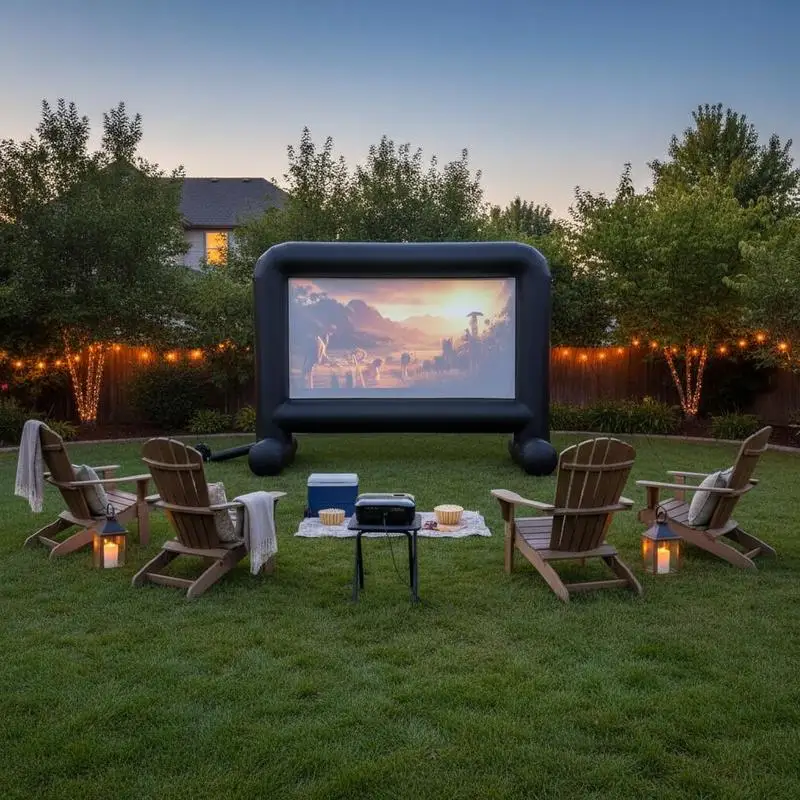 

Portable Cinema Projection Curtain 16FT For Backyard Movie Night Outdoor Party Family Gathering, Dual-Sided Projection Oxford Cloth Storage Bag Blower Included 192inch Giant Display Accessory