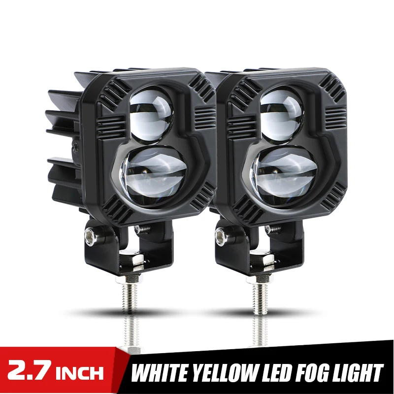 

2.7/3 inch White Yellow LED Work Light Pods Spot Beam High Low Lamp Auxiliary Driving Fog Light For Jeep Lada Niva Truck ATV SUV