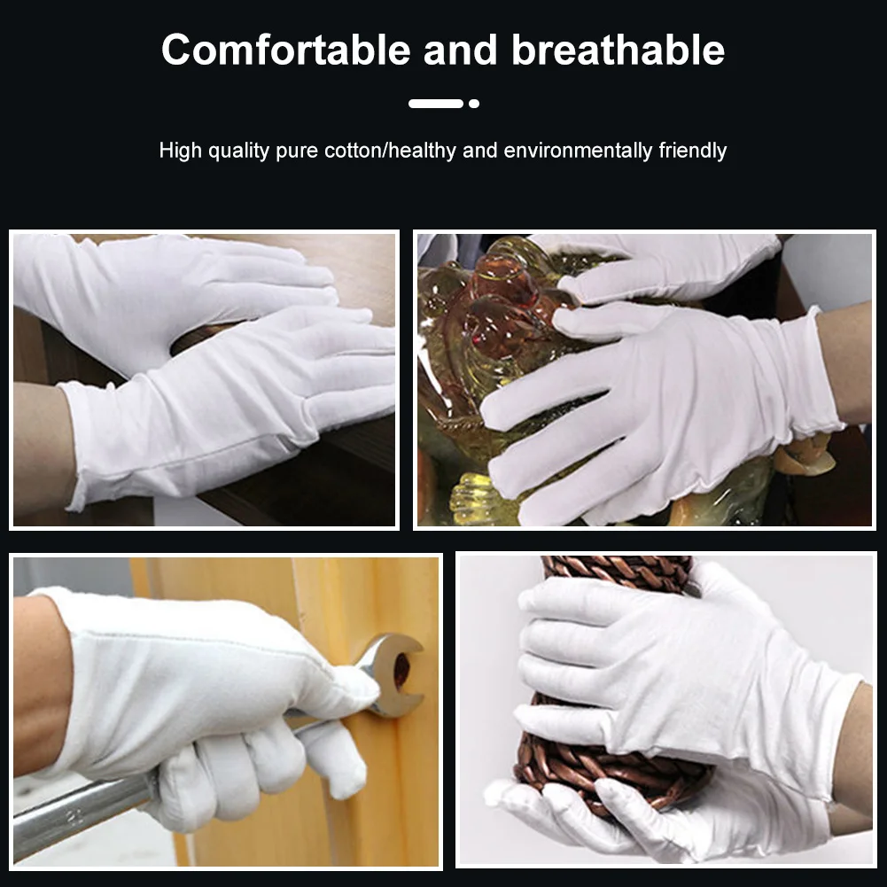 

Unisex White Cotton Gloves Anti-Slip Breathable Gloves For Ceremonial Activities