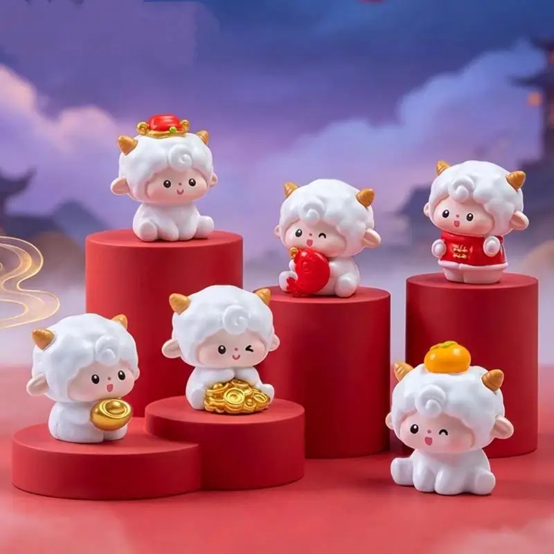 【CC】2027 Year Of The Goat Mini Resin Figurines Cute Lucky Designs For Home Desktop Decor New Year Gifts Collection