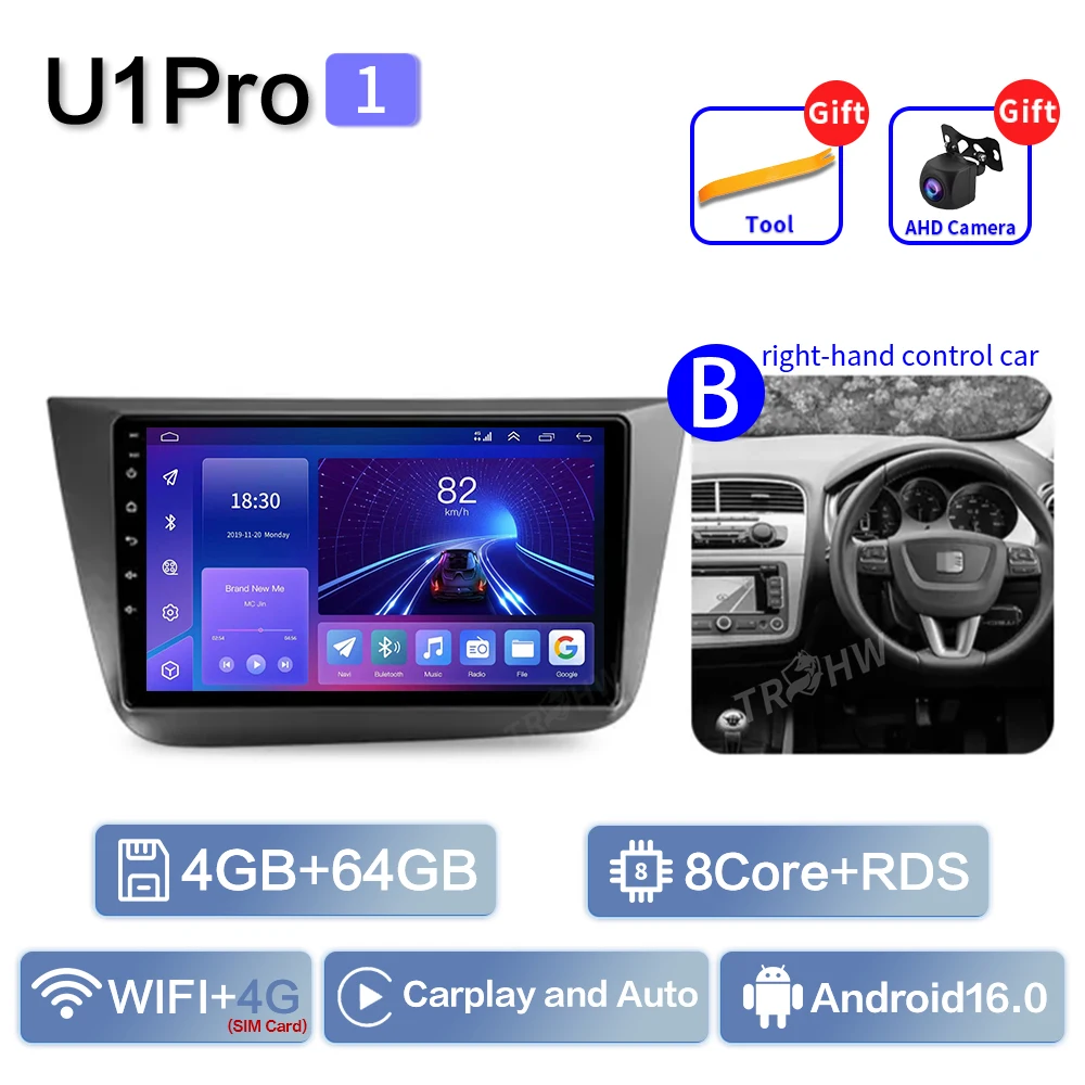 Auto Android 16 Radio Voor Seat Altea XL Toledo 2004-2015 Auto Stereo Multimedia Speler GPS Navigatie Carplay QLED touchscreen