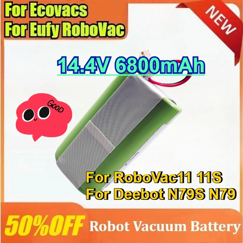 

14.4V 6800mAh Vacuum Cleaning Robot Battery for Conga 3500 950 990 1090 1790 for Deebot N79S N79 DN622 for Eufy Robovac