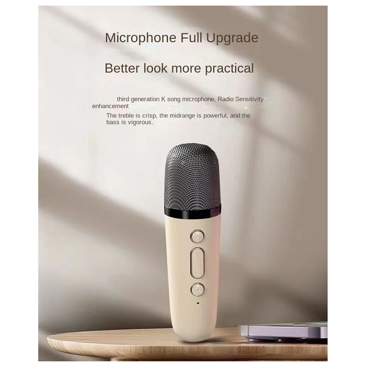 Mini Machine de Karaoké Rose avec 2 Microphones Sans Fil, Haut-Parleur Bluetooth Portable