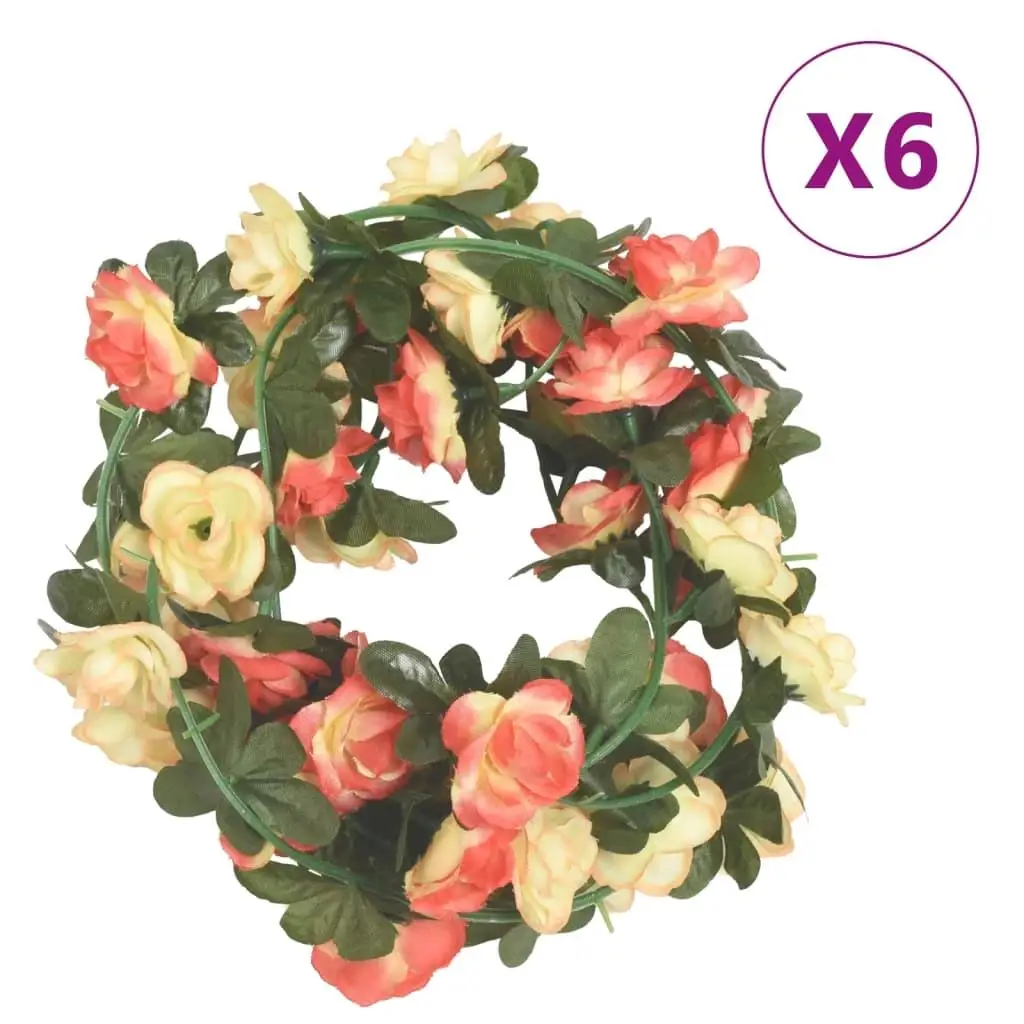 6Pcs Christmas Flower Garland - 240cm Rose & Champagne Decor for Holiday Home